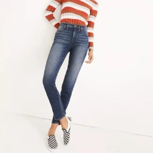Madewell Slim Straight Jeans Medium Wash High Rise Cotton Denim Preppy Casual 30 - Picture 1 of 10